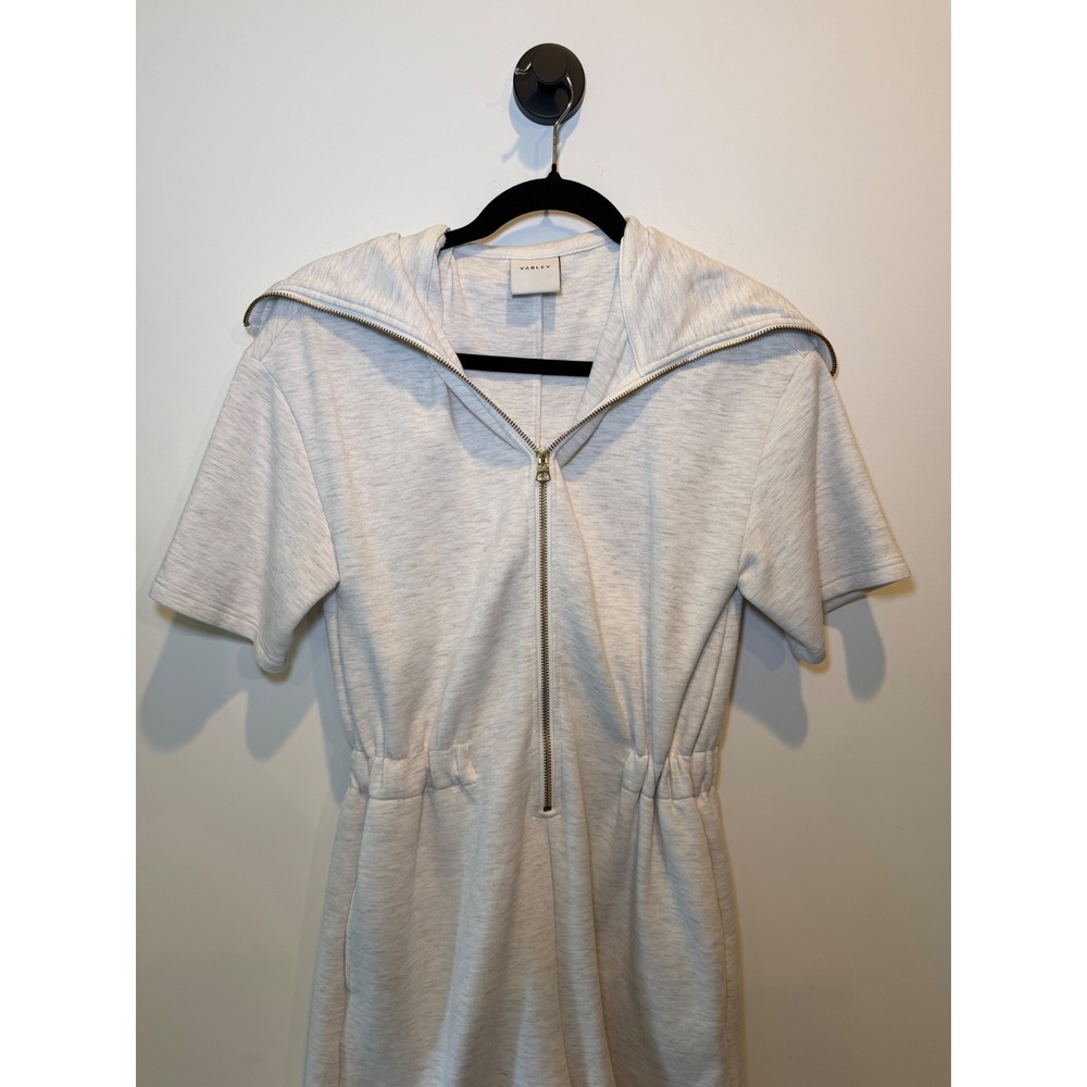 Varley Womens Short Sleeve Half Zip Romper Oatmeal Heather Jersey Small - Picture 2 of 8